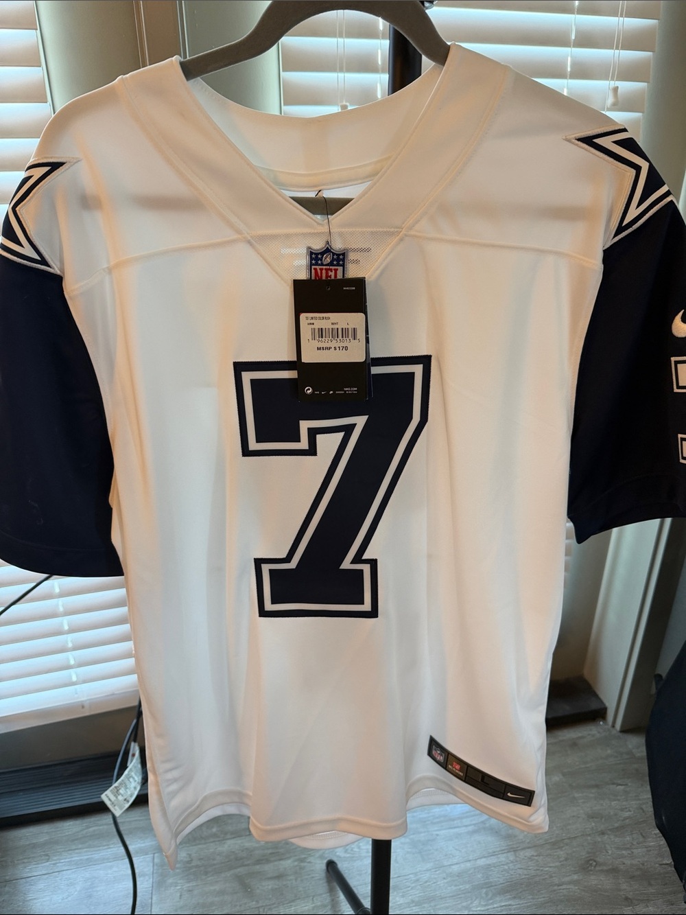 Nike White & Navy Dallas Cowboys #7 Football Jersey